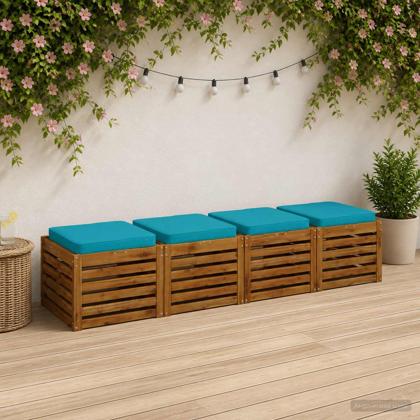 4-Piece Seat Cushions VUGHT 4 pcs 100% Polyester Turquoise