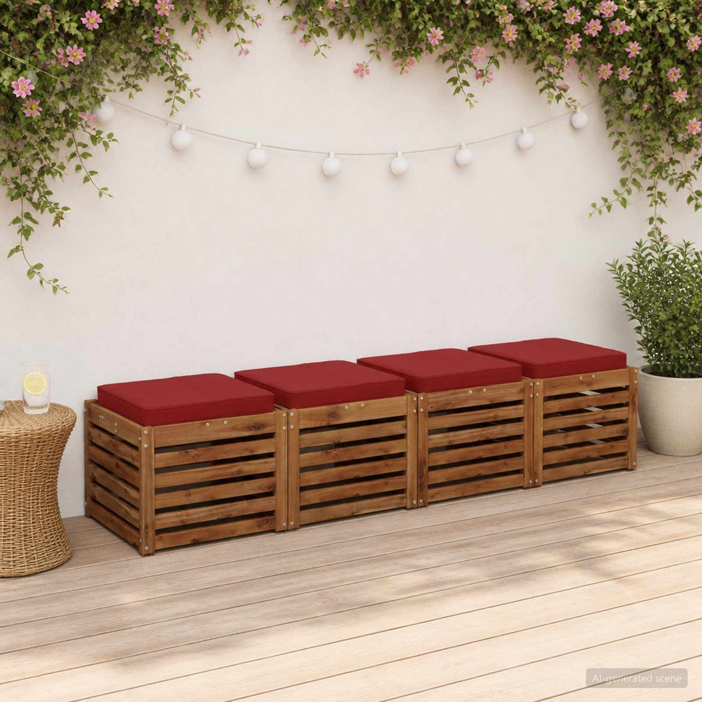4-Piece Seat Cushions VUGHT 4 pcs 100% Polyester Wine Red