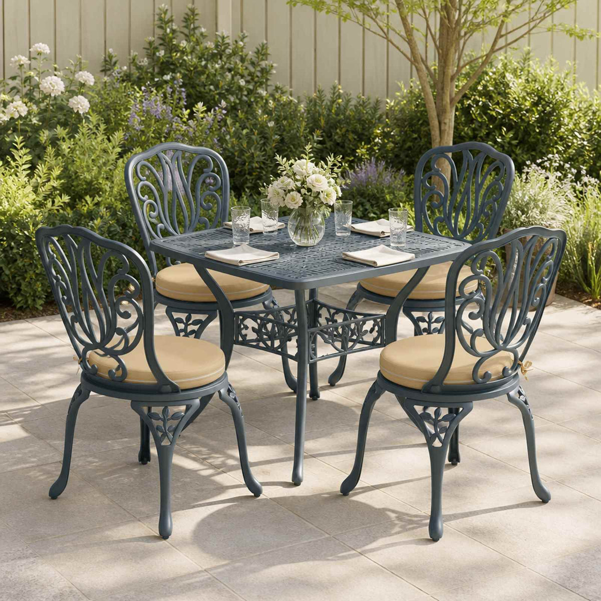 4-Piece Seat Cushions SOEST 4 pcs 100% Polyester Beige