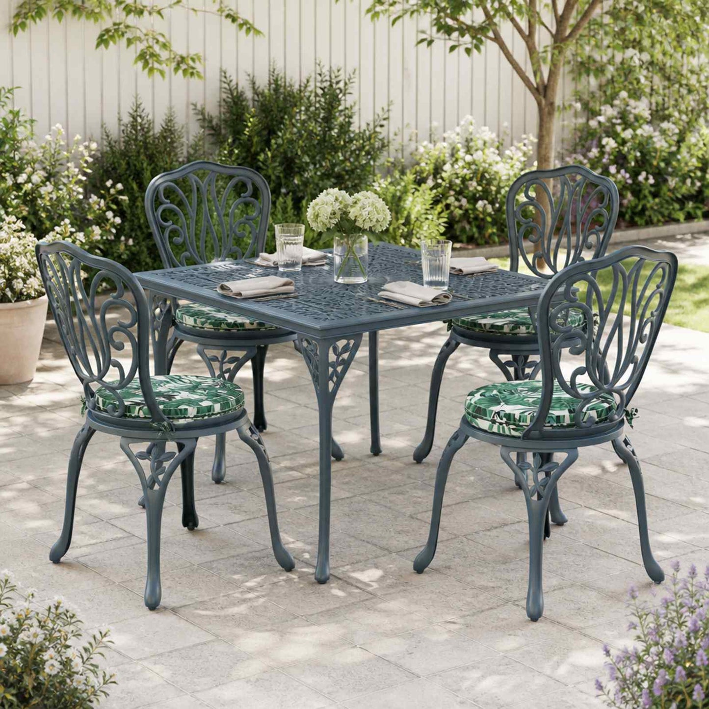 4-Piece Seat Cushions SOEST 4 pcs 100% Polyester Leaf Pattern