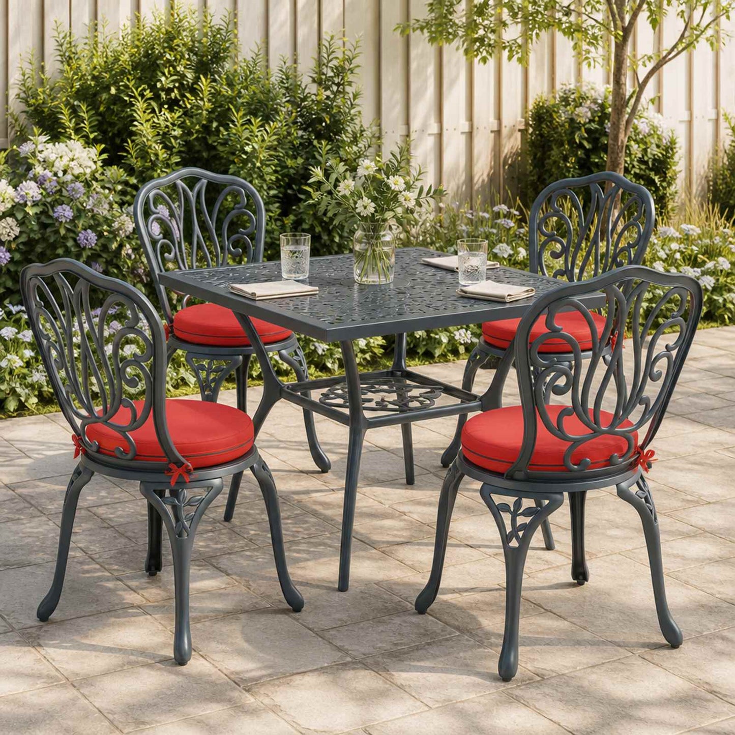 4-Piece Seat Cushions SOEST 4 pcs 100% Polyester Red