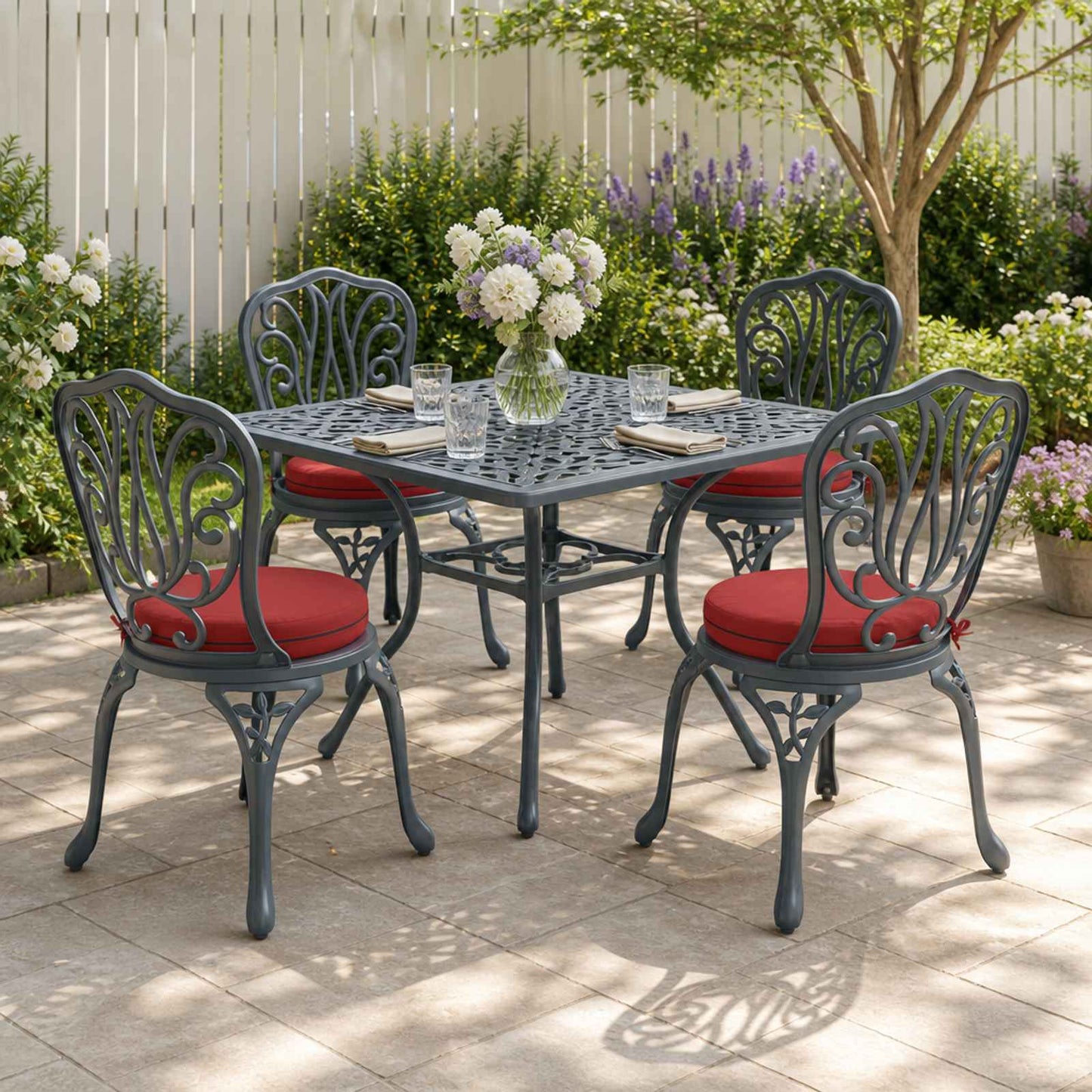 4-Piece Seat Cushions SOEST 4 pcs 100% Polyester Wine Red