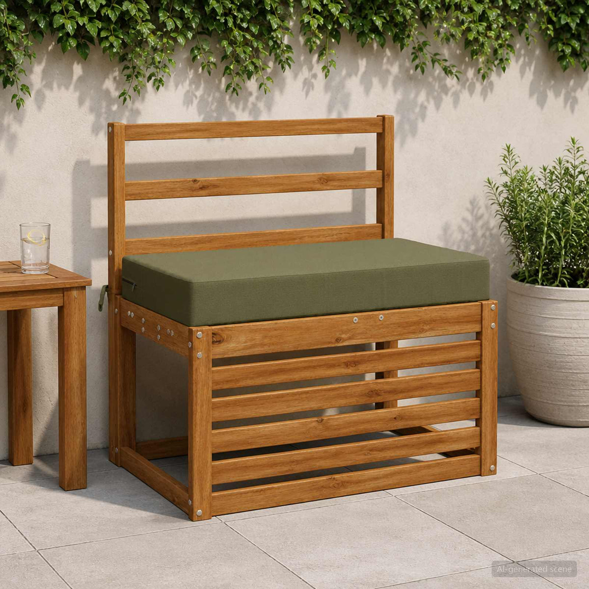 Seat Cushion SOEST 100% Polyester Olive Green 70 x 40 x 10 cm