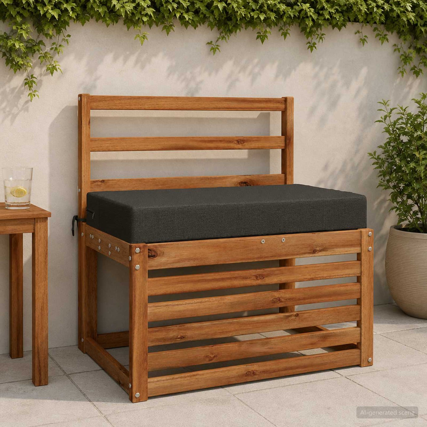 Seat Cushion SOEST 100% Polyester Anthracite 70 x 40 x 10 cm