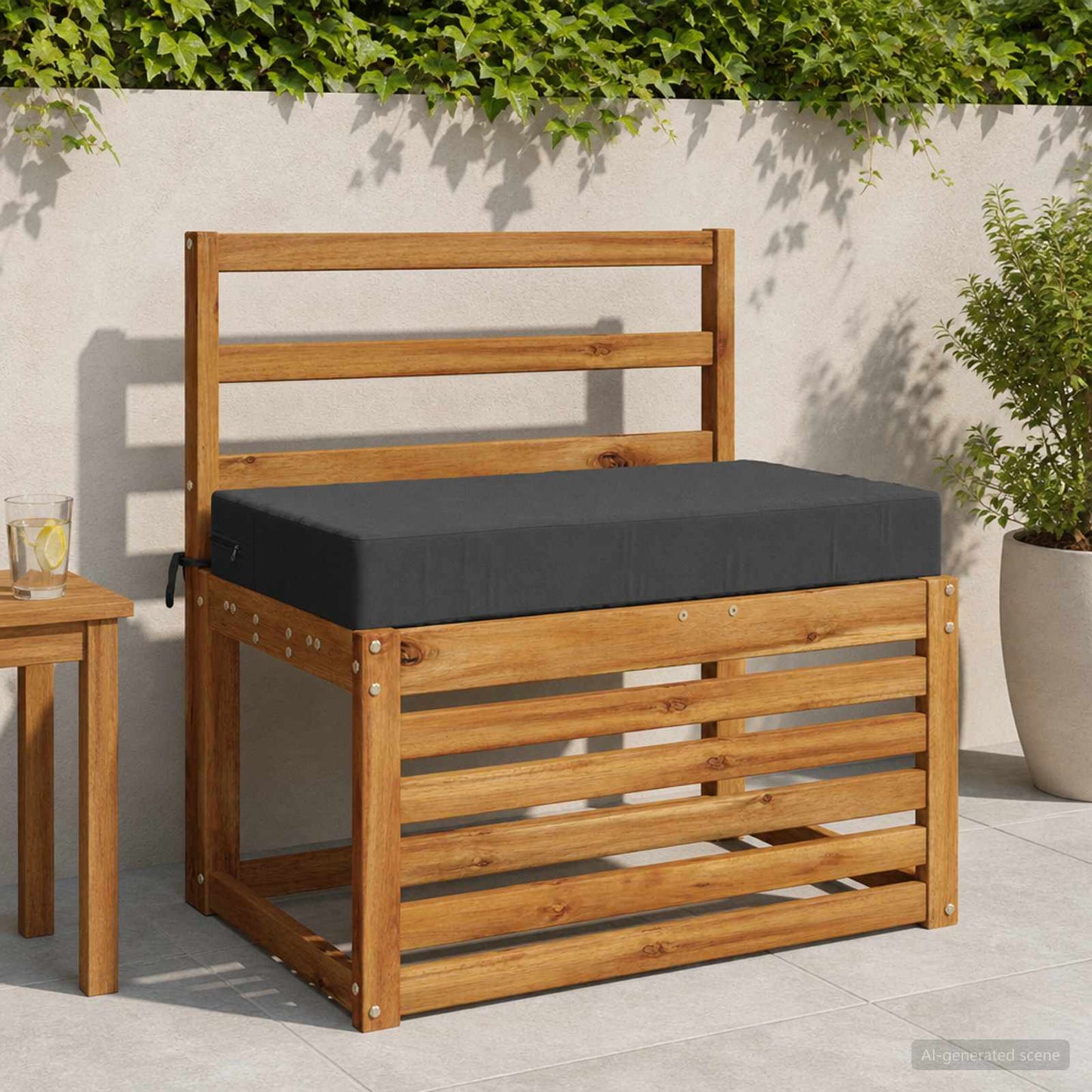 Seat Cushion SOEST 100% Polyester Anthracite 70 x 40 x 10 cm