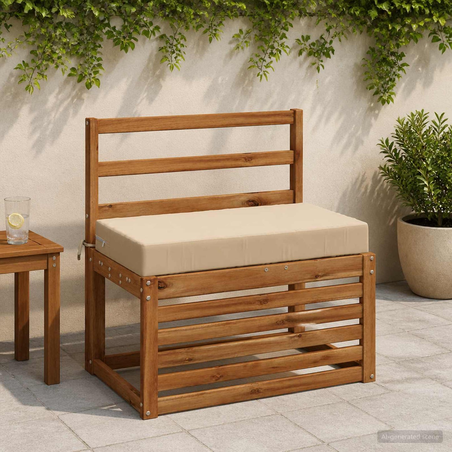 Seat Cushion SOEST 100% Polyester Beige 70 x 40 x 10 cm