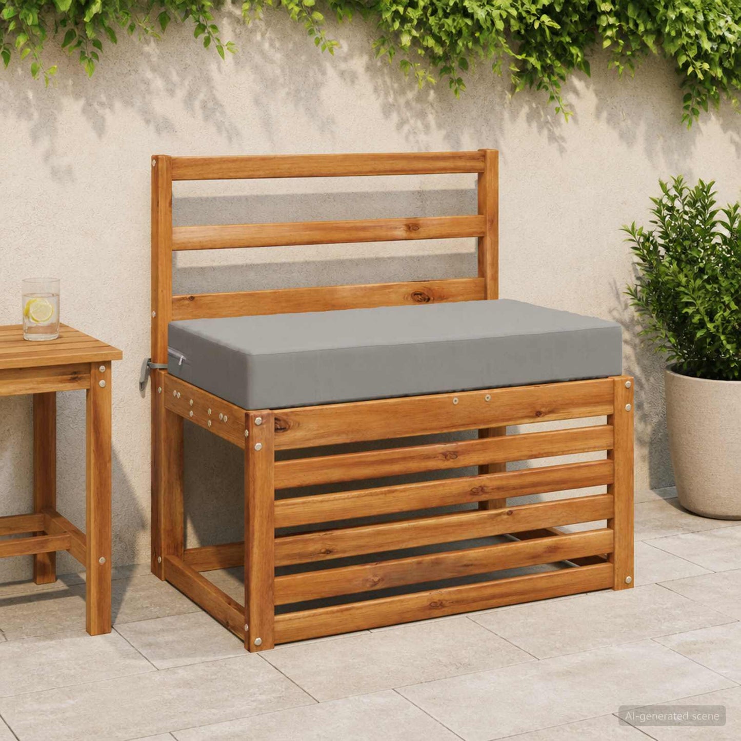 Seat Cushion SOEST 100% Polyester Grey 70 x 40 x 10 cm