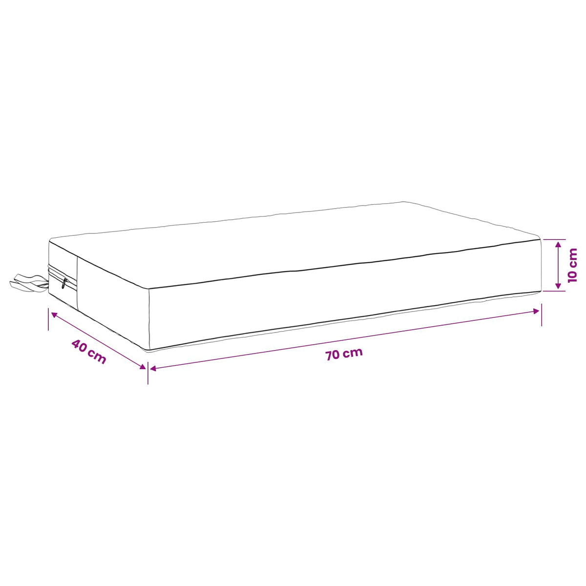 Seat Cushion SOEST 100% Polyester Grey 70 x 40 x 10 cm