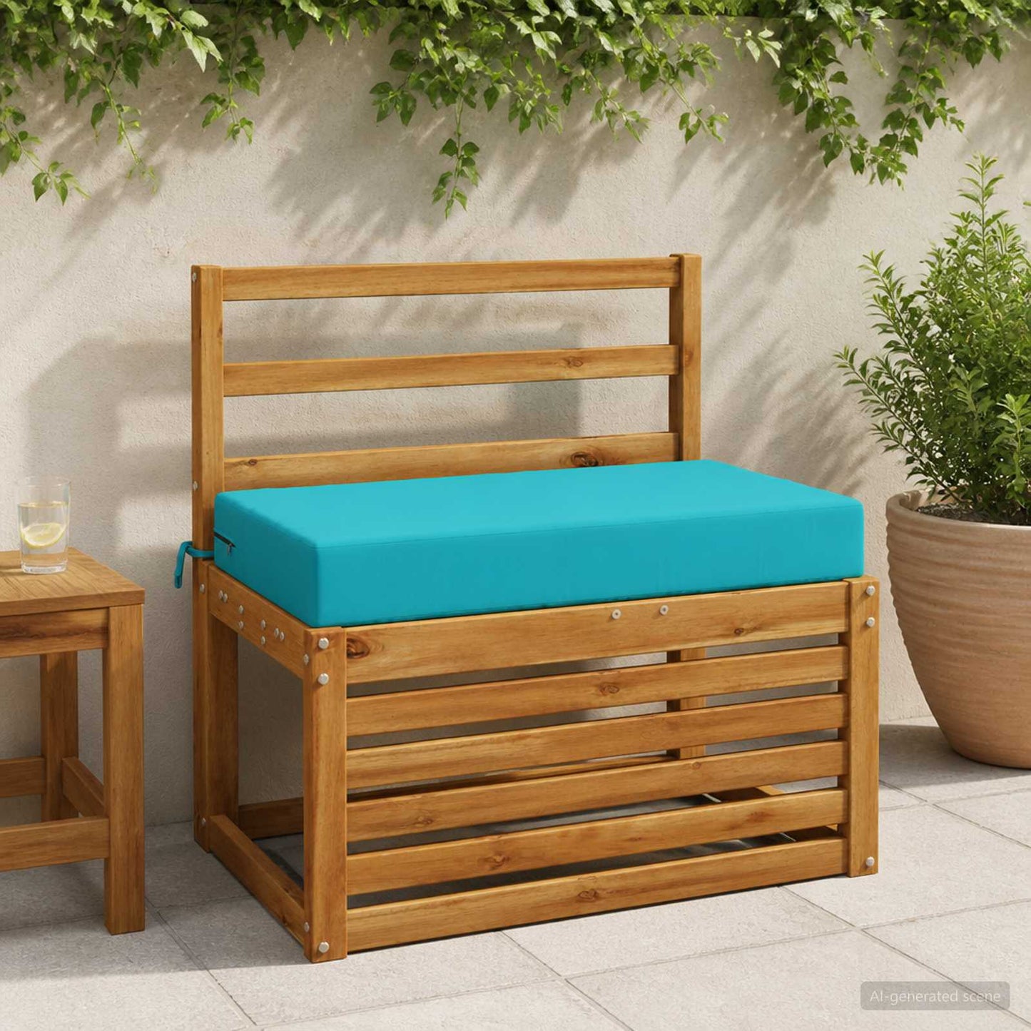 Seat Cushion SOEST 100% Polyester Turquoise 70 x 40 x 10 cm