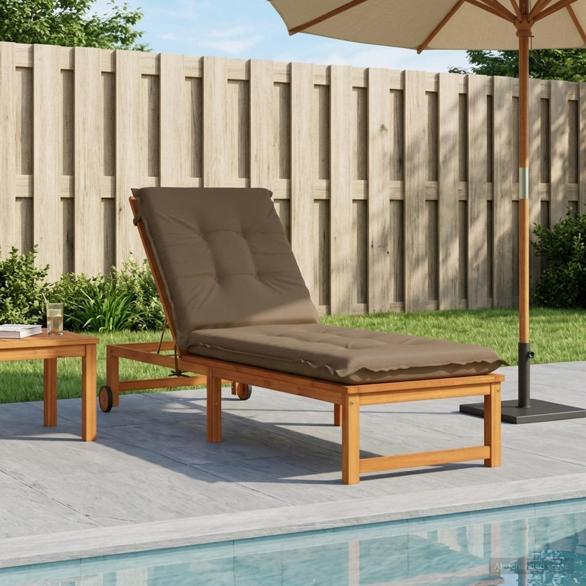 Sunlounger Cushion GEMERT 100% Polyester Taupe 190 x 60 x 9 cm