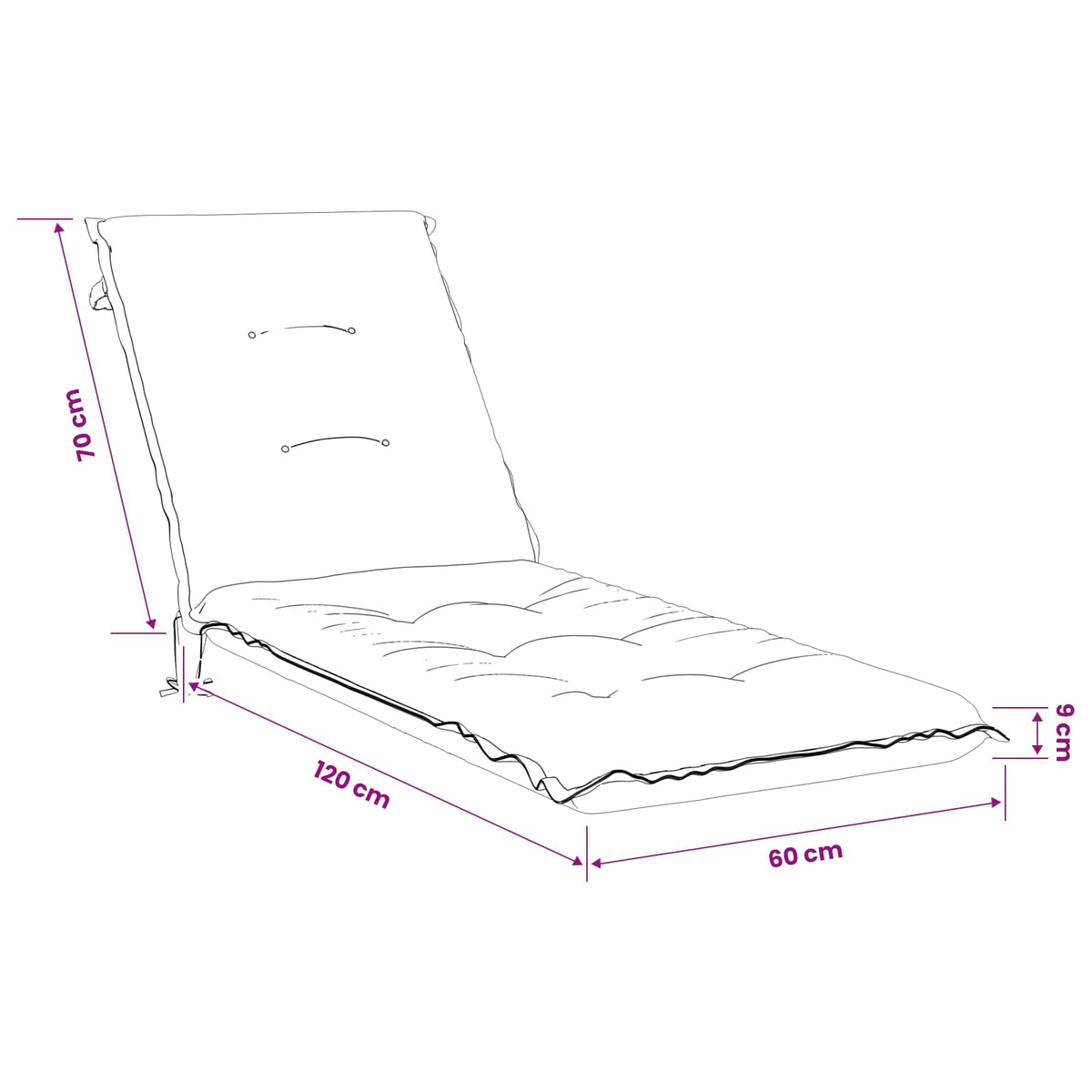 Sunlounger Cushion GEMERT 100% Polyester Sand 190 x 60 x 9 cm