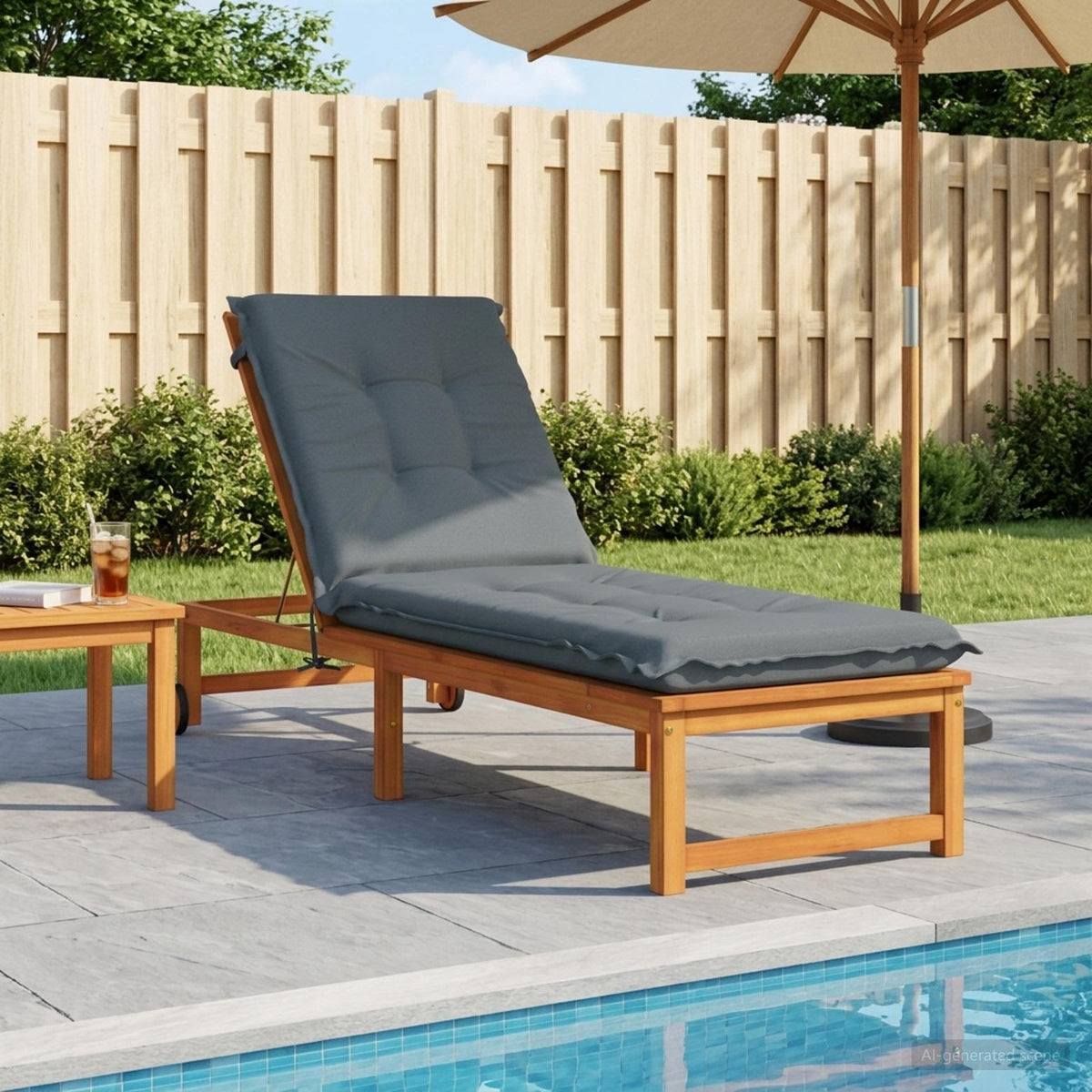 Sunlounger Cushion GEMERT 100% Polyester Blue 190 x 50 x 9 cm