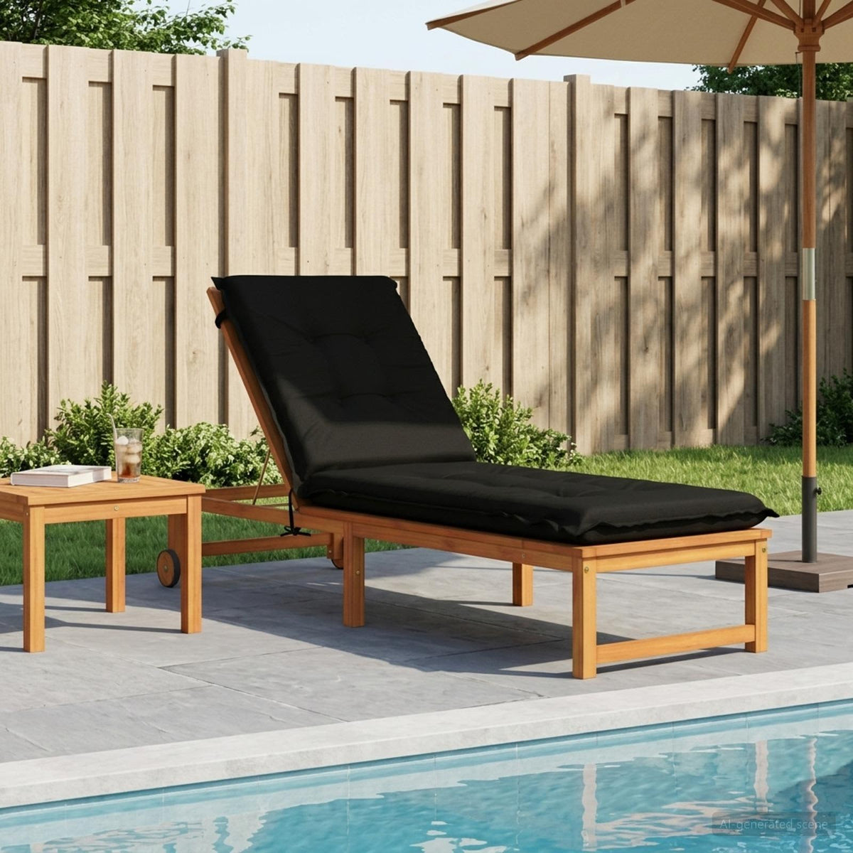 Sunlounger Cushion GEMERT 100% Polyester Black 190 x 50 x 9 cm