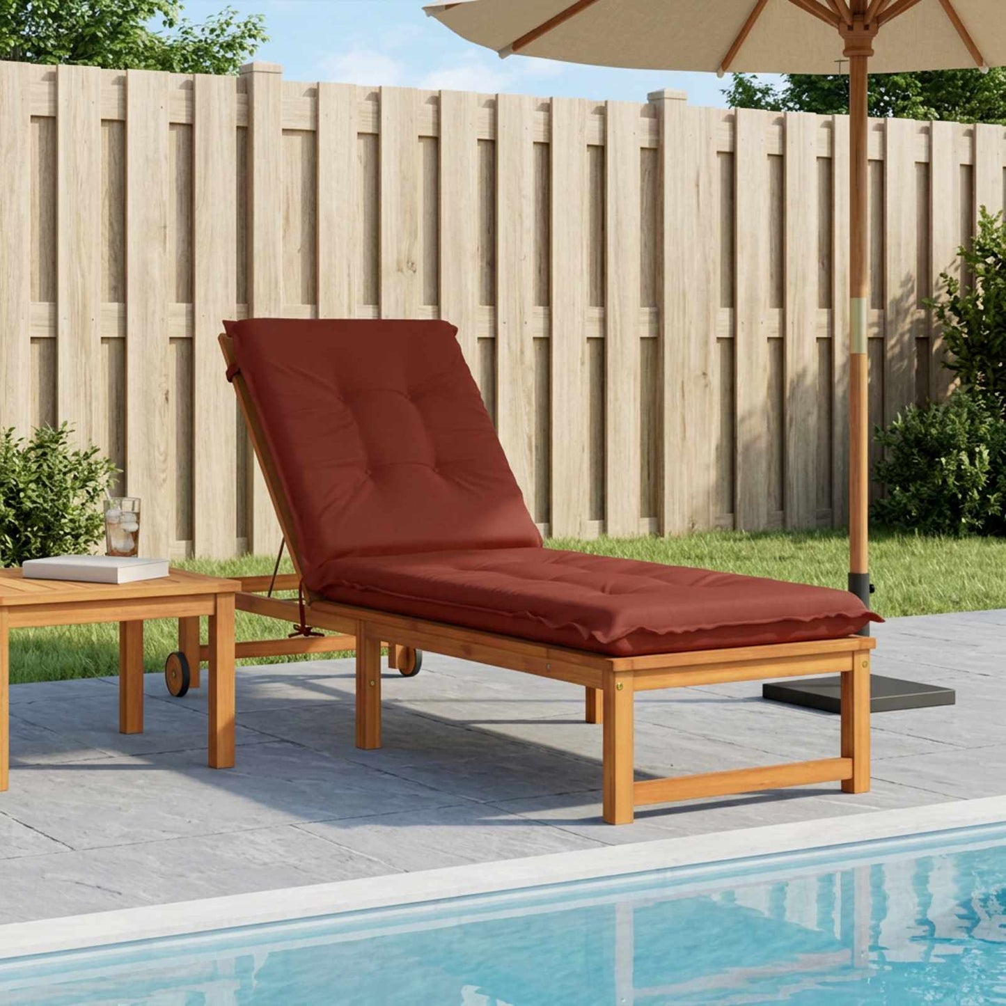 Sunlounger Cushion GEMERT 100% Polyester Red 190 x 50 x 9 cm