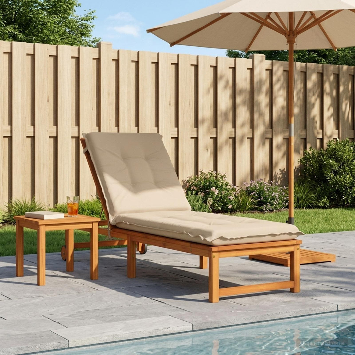 Sunlounger Cushion GEMERT 100% Polyester Cream 190 x 50 x 9 cm