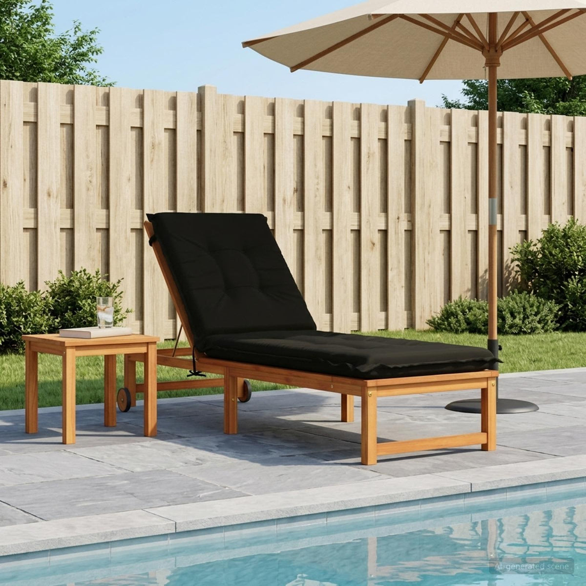 Sunlounger Cushion GEMERT 100% Polyester Black 190 x 50 x 9 cm