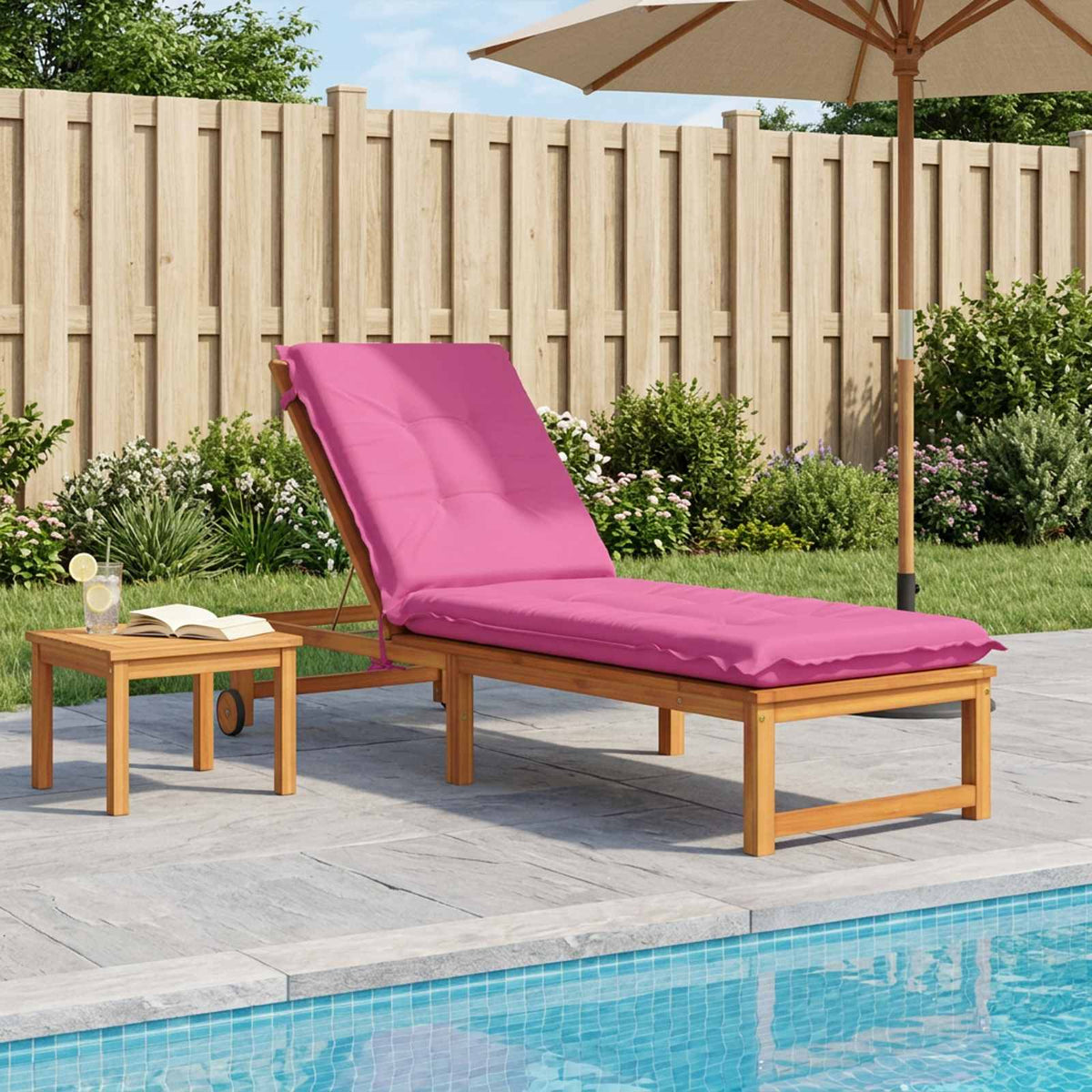 Sunlounger Cushion GEMERT 100% Polyester Pink 190 x 50 x 9 cm