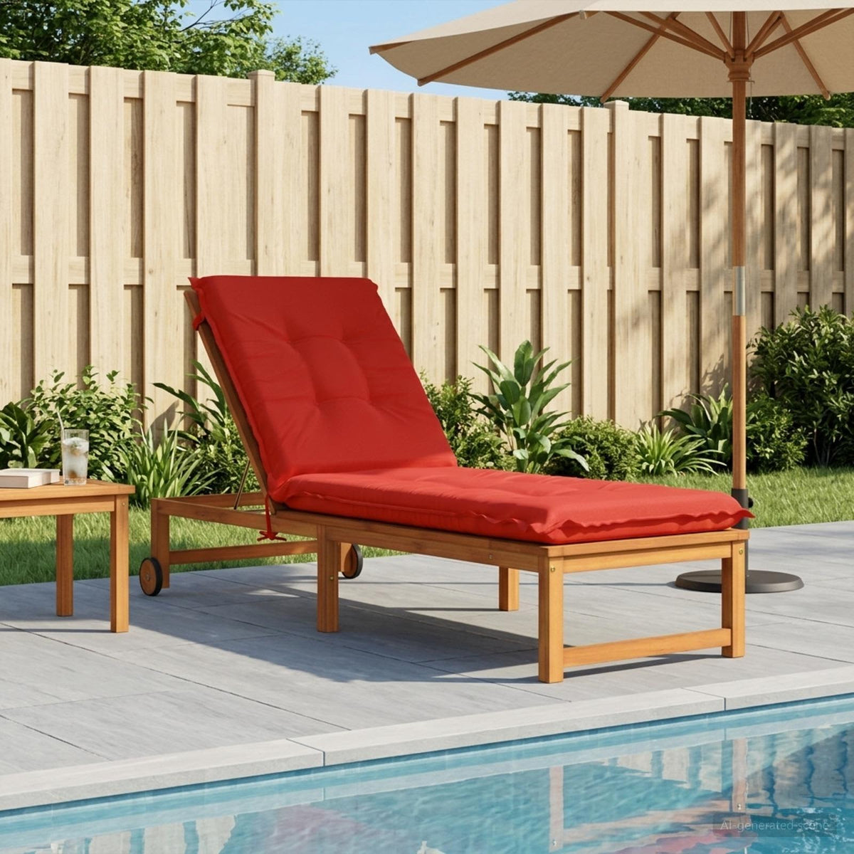 Sunlounger Cushion GEMERT 100% Polyester Red 190 x 50 x 9 cm