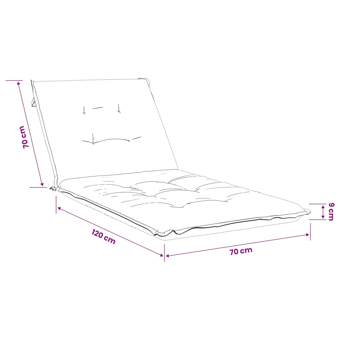 Sunlounger Cushion GEMERT 100% Polyester Sand 190 x 70 x 9 cm