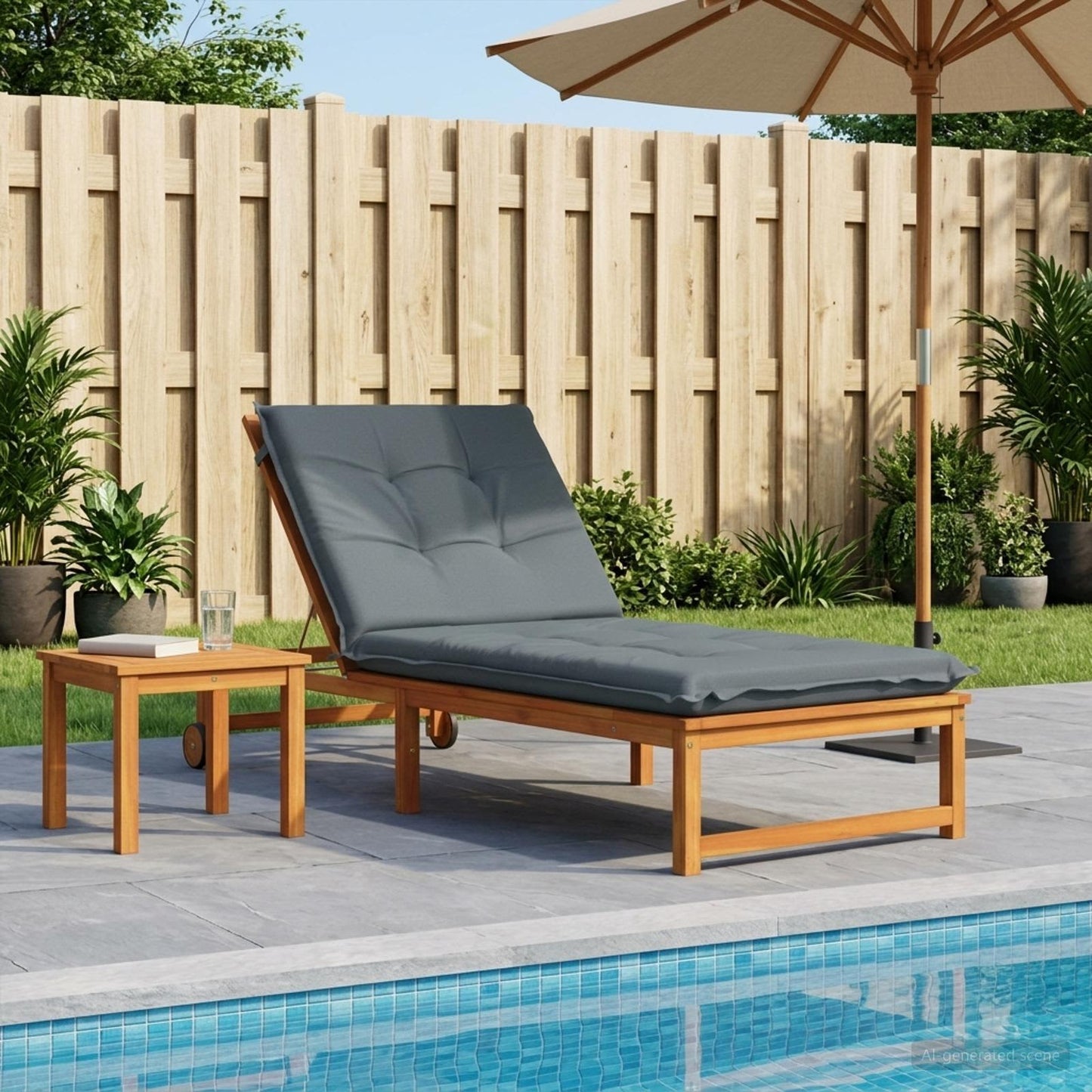Sunlounger Cushion GEMERT 100% Polyester Blue 190 x 70 x 9 cm
