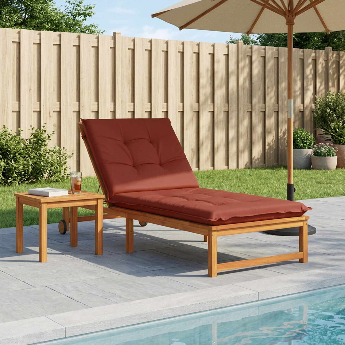Sunlounger Cushion GEMERT 100% Polyester Red 190 x 90 x 9 cm