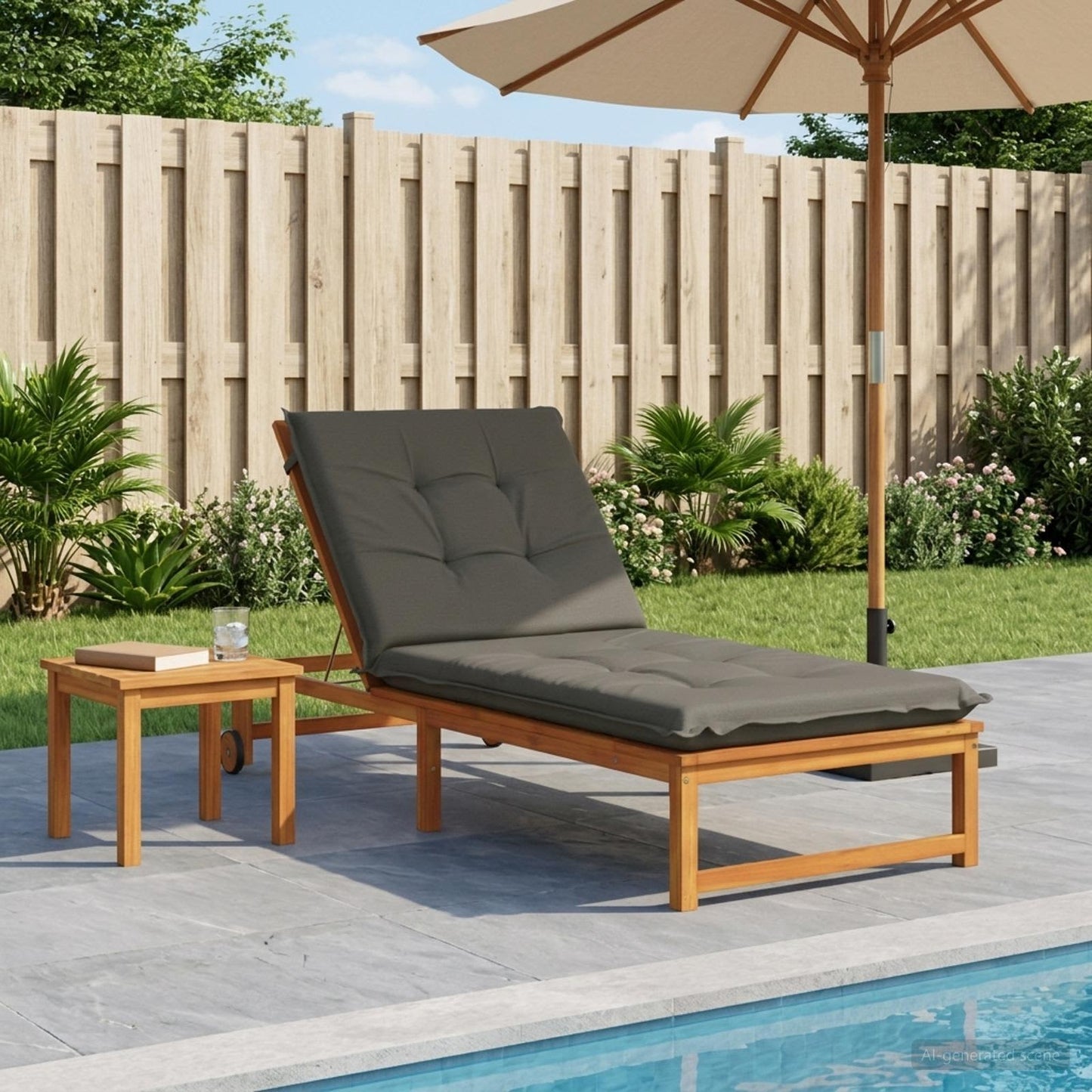 Sunlounger Cushion GEMERT 100% Polyester Grey 190 x 70 x 9 cm