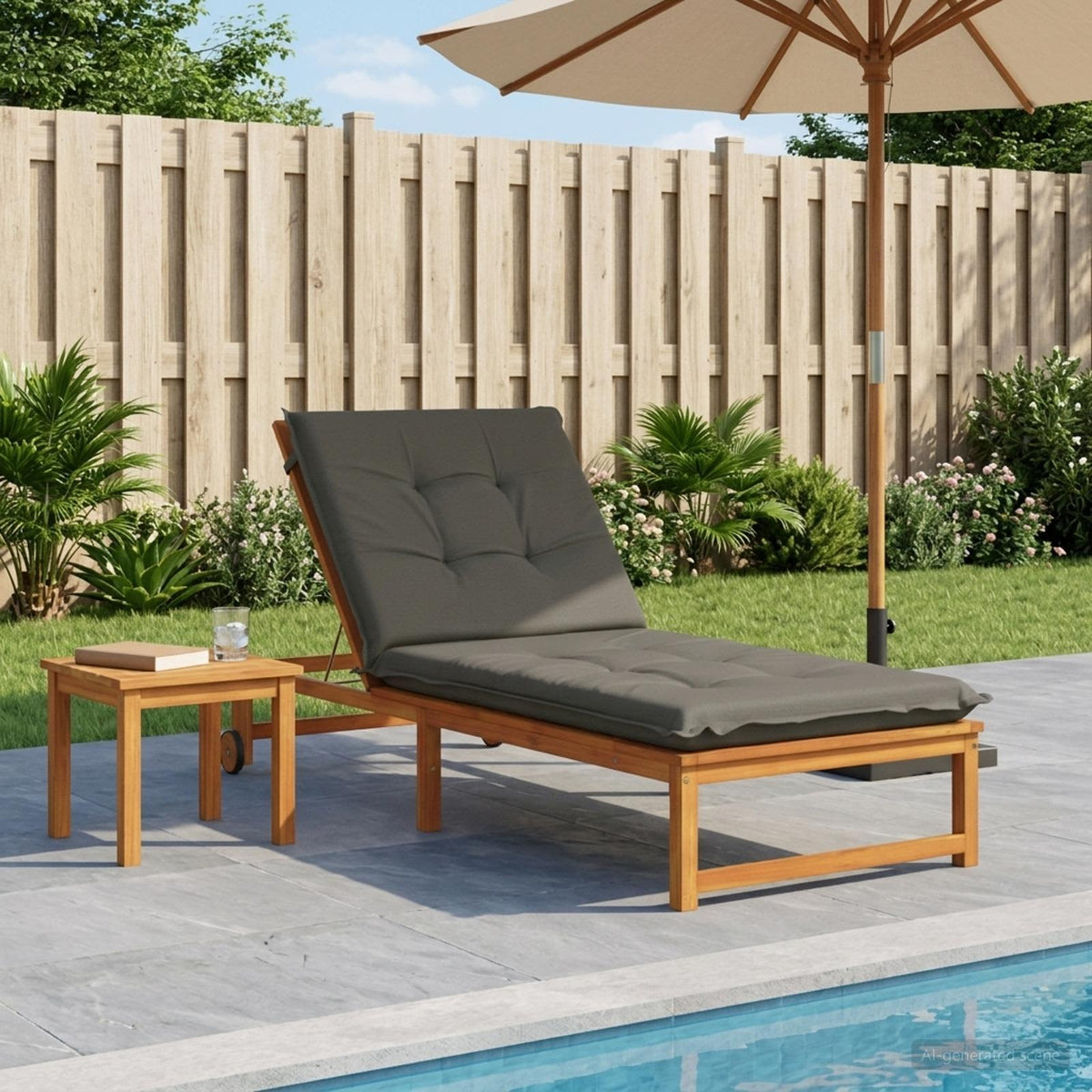 Sunlounger Cushion GEMERT 100% Polyester Grey 190 x 90 x 9 cm