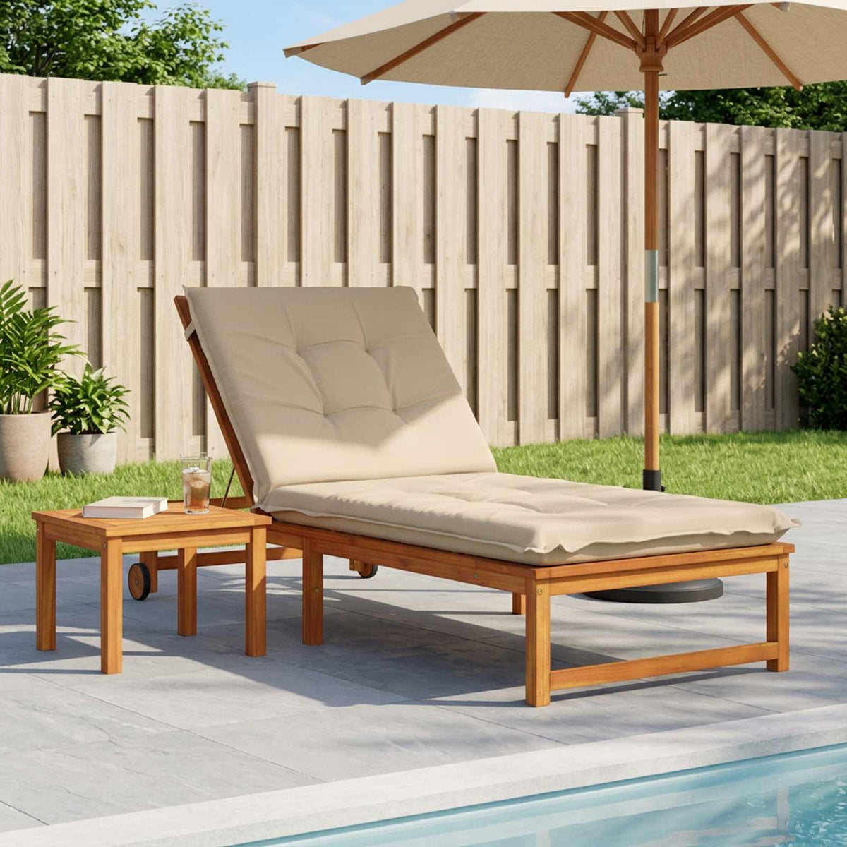 Sunlounger Cushion GEMERT 100% Polyester Cream 190 x 90 x 9 cm
