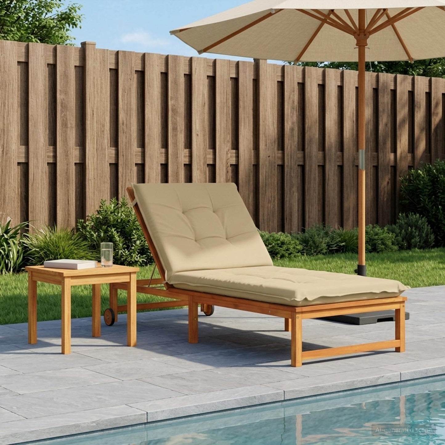 Sunlounger Cushion GEMERT 100% Polyester Beige 190 x 80 x 9 cm