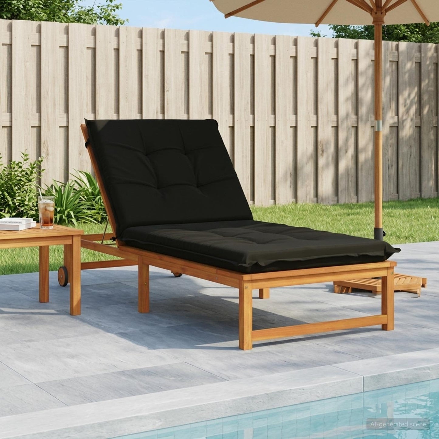 Sunlounger Cushion GEMERT 100% Polyester Black 190 x 70 x 9 cm