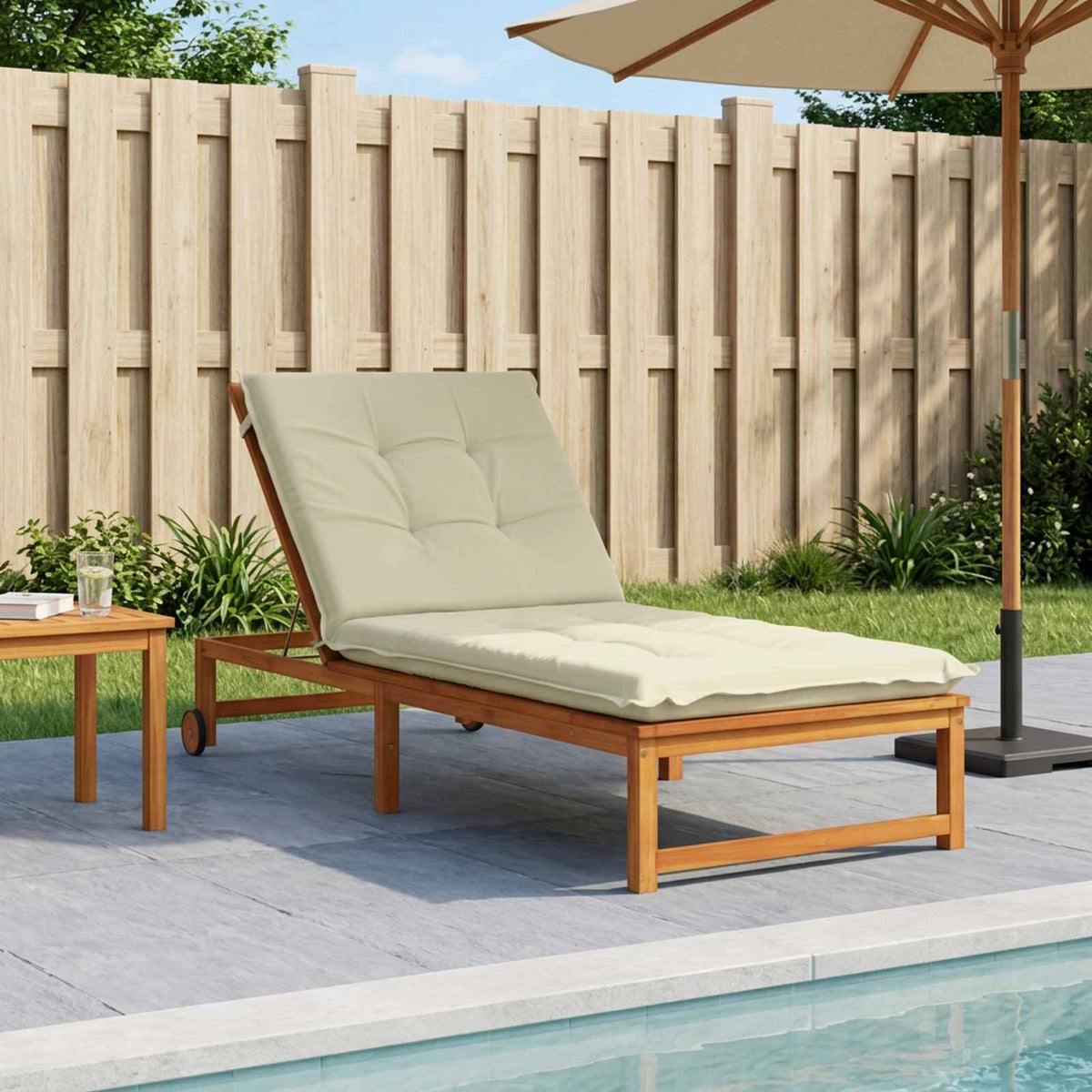 Sunlounger Cushion GEMERT 100% Polyester Cream 190 x 70 x 9 cm