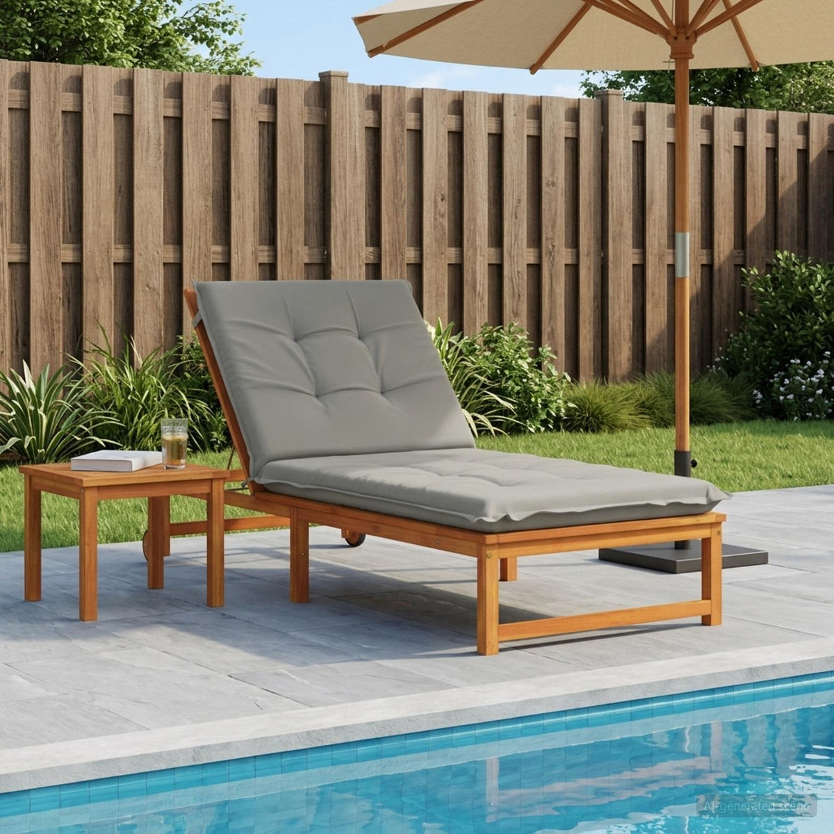 Sunlounger Cushion GEMERT 100% Polyester Grey 190 x 90 x 9 cm