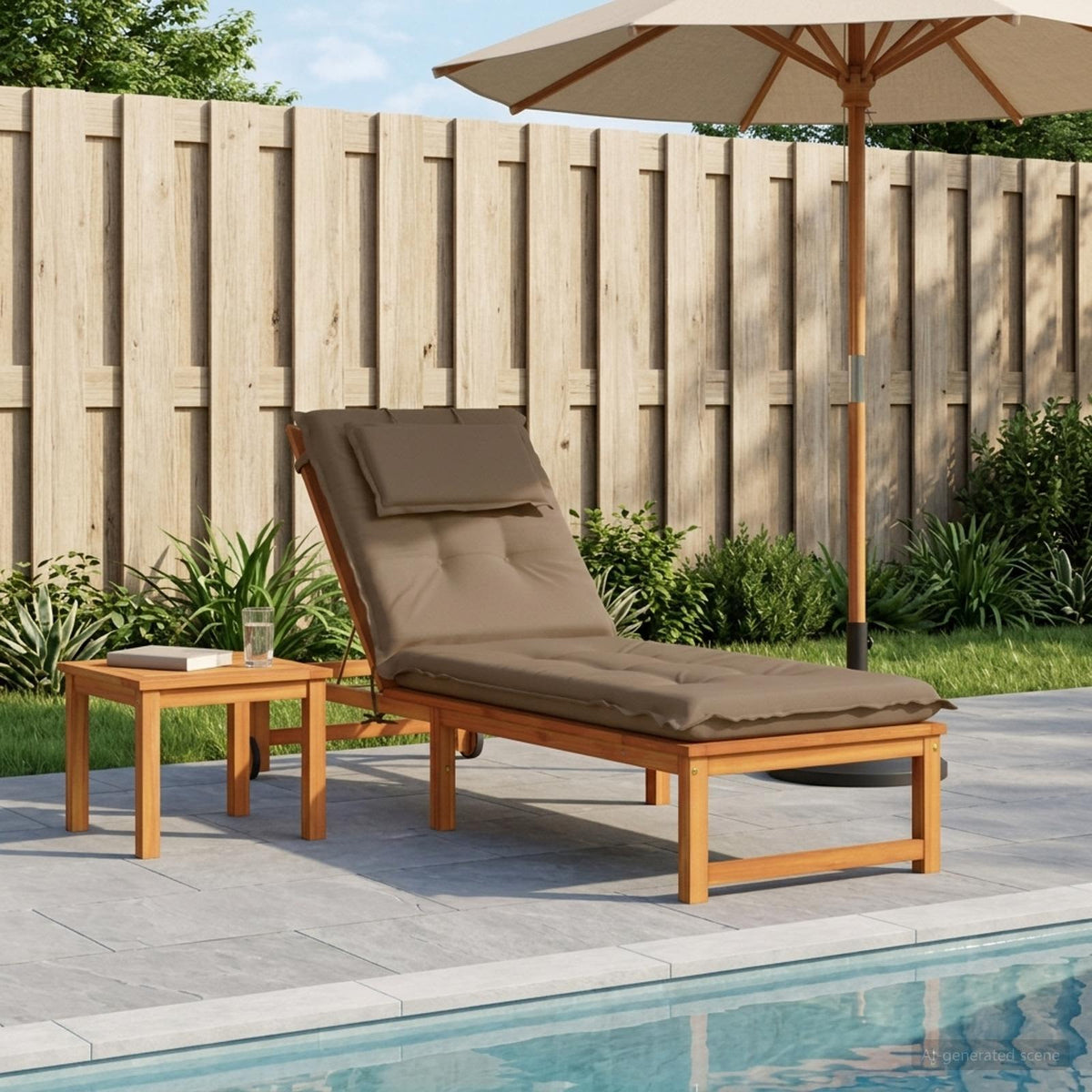 Sunlounger Cushion GEMERT 100% Polyester Taupe 190 x 50 x 9 cm