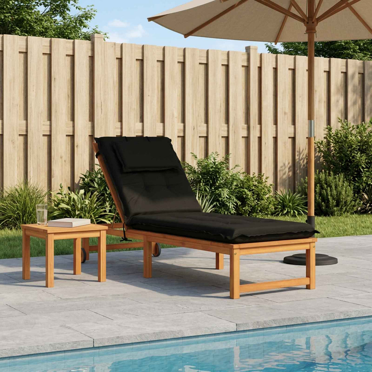 Sunlounger Cushion GEMERT 100% Polyester Black 190 x 50 x 9 cm