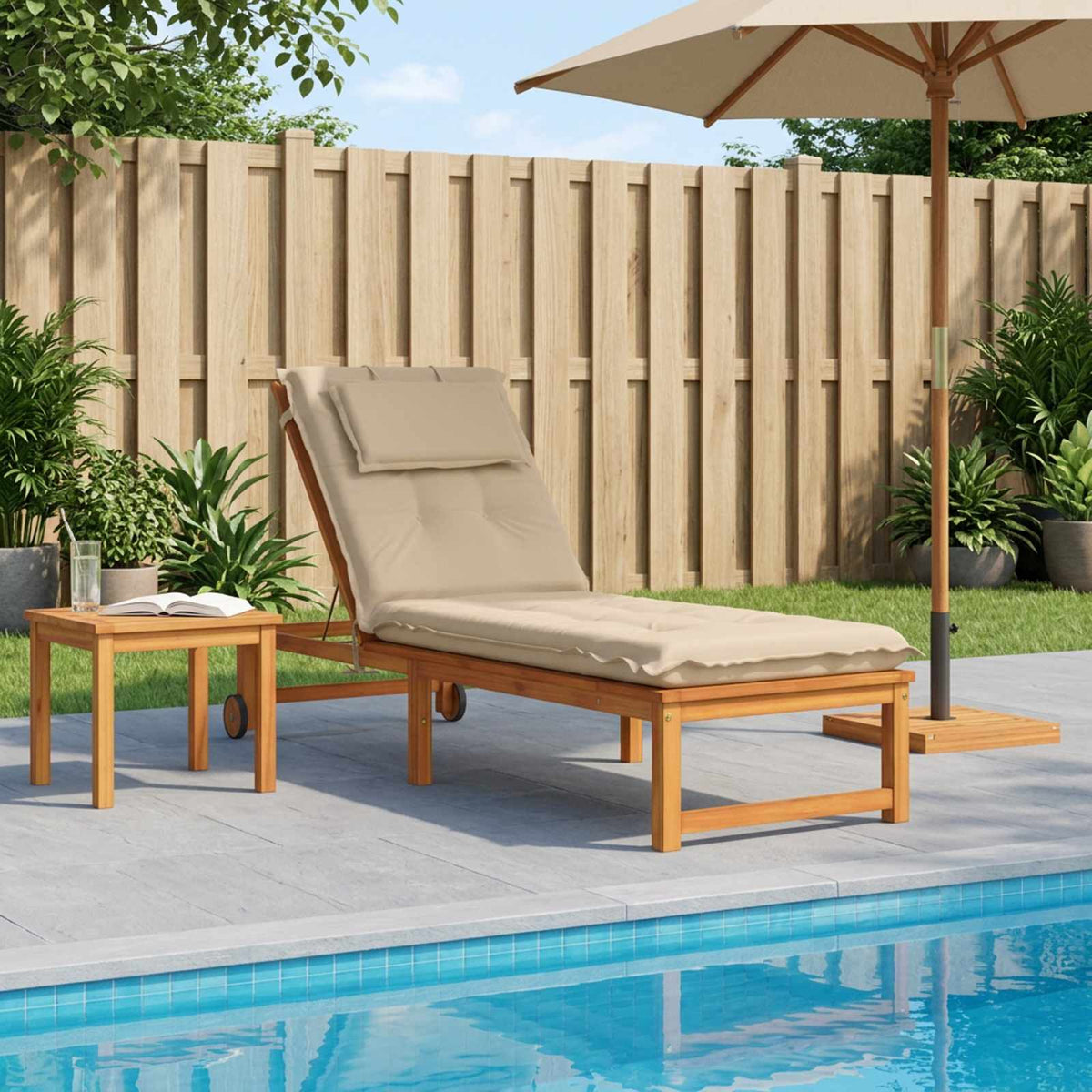 Sunlounger Cushion GEMERT 100% Polyester Cream 190 x 50 x 9 cm