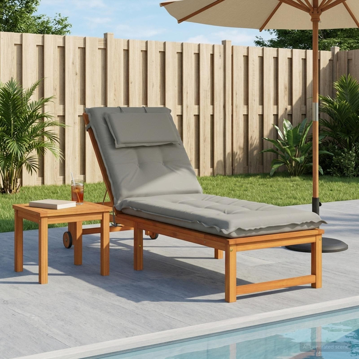 Sunlounger Cushion GEMERT 100% Polyester Grey 190 x 50 x 9 cm