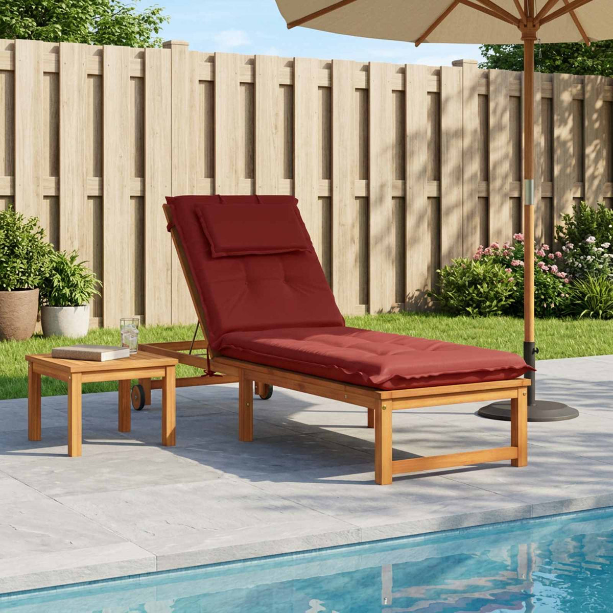 Sunlounger Cushion GEMERT 100% Polyester Wine Red