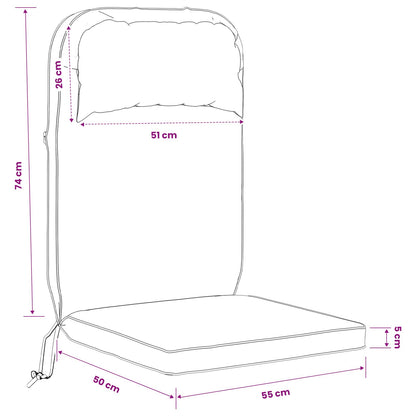 Sun Lounger Cushion 100% Polyester Cream 55 x 124 x 5 cm