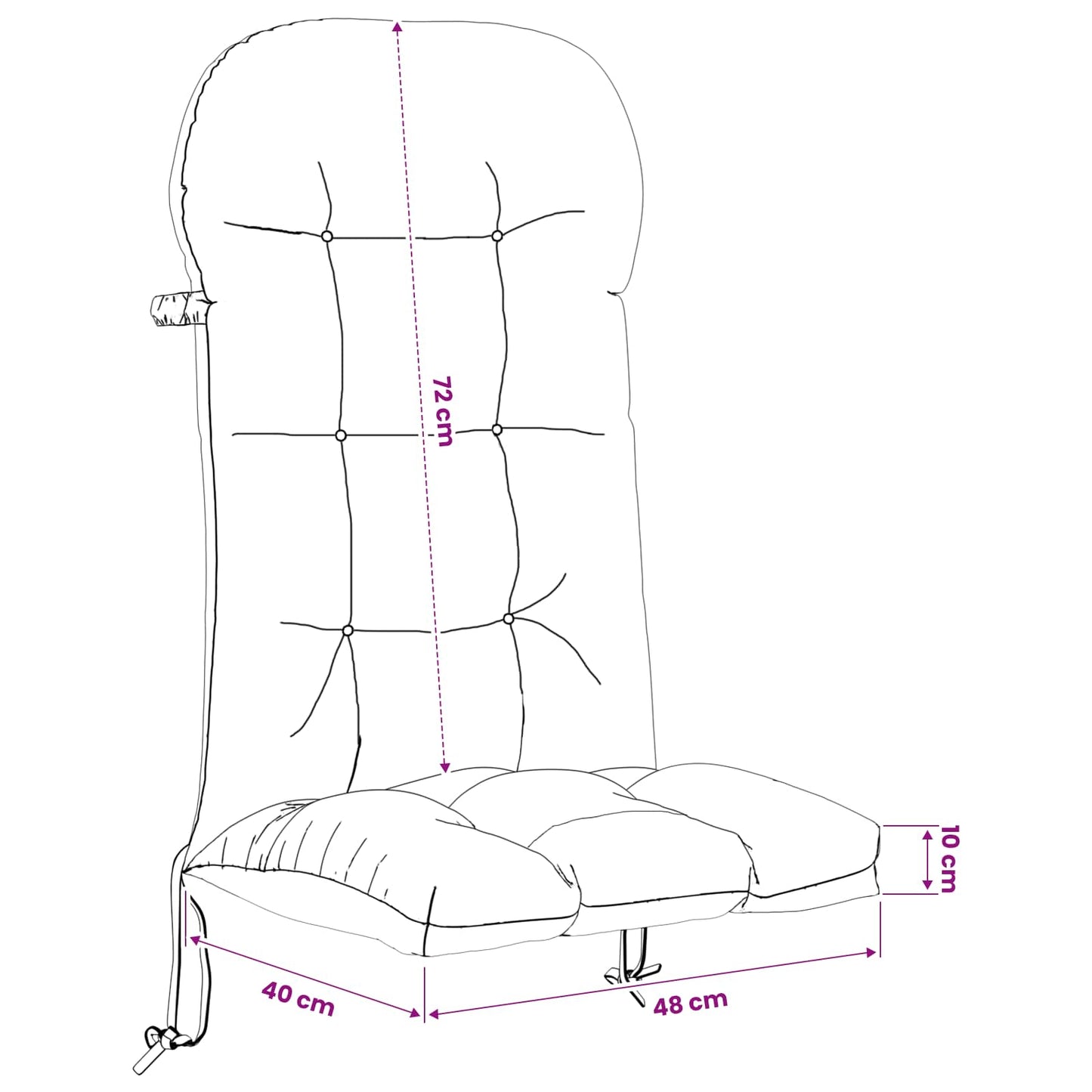 Sun Lounger Cushion PUTTEN 100% Polyester Anthracite