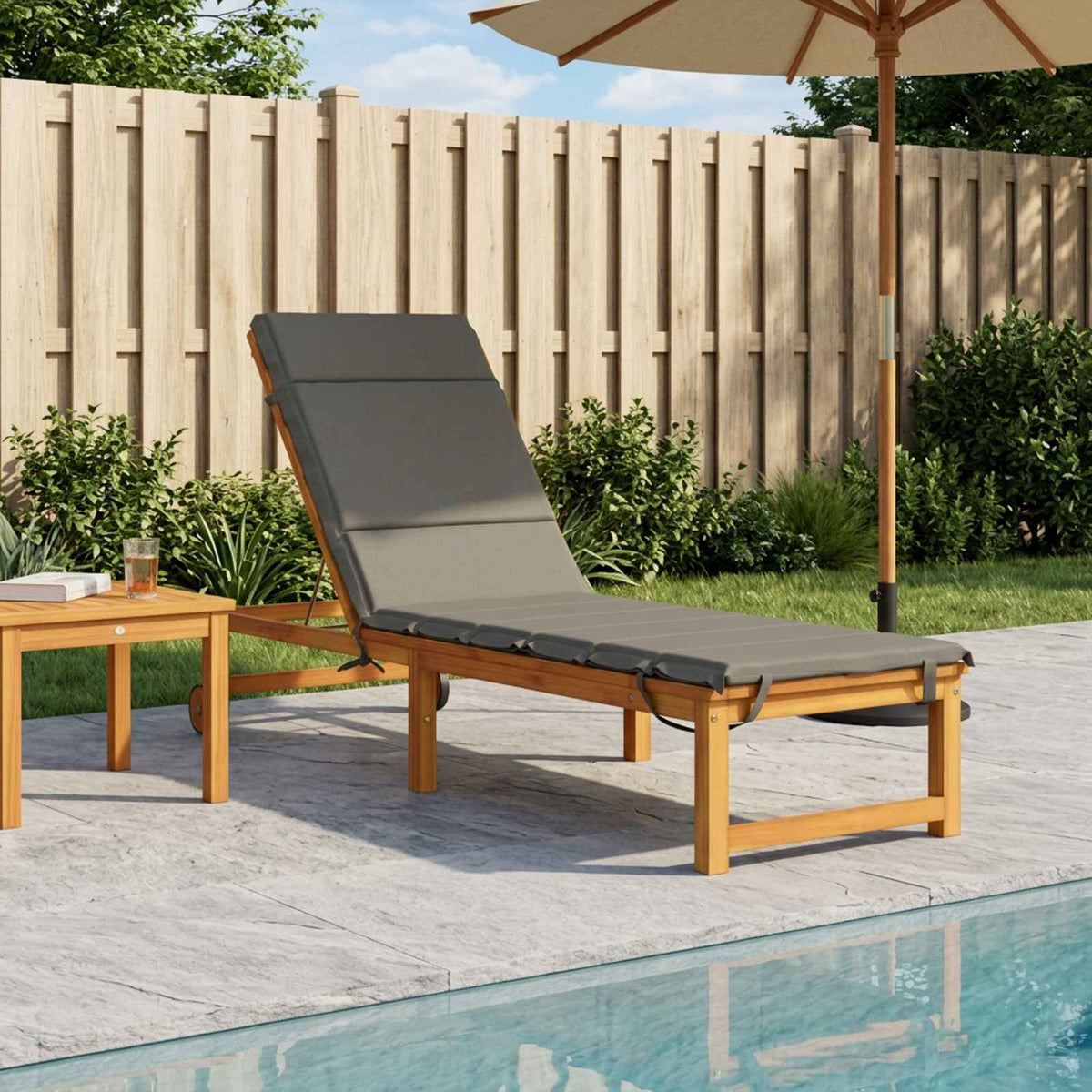 Sunlounger Cushion GEMERT 100% Polyester Grey 200 x 50 x 3 cm