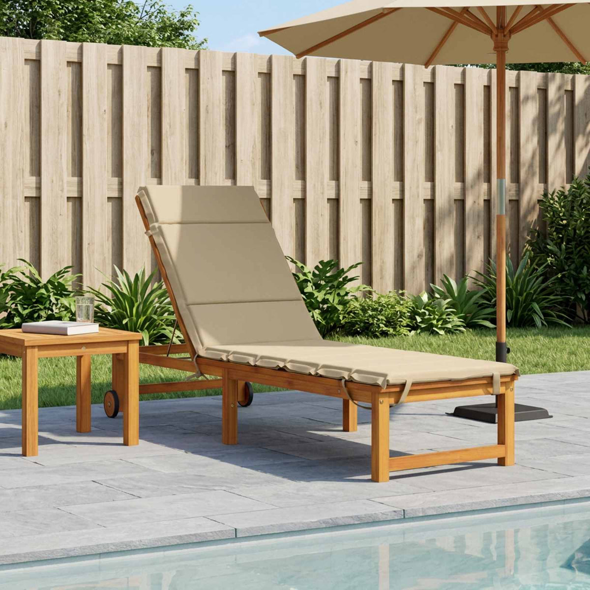 Sunlounger Cushion GEMERT 100% Polyester Beige 200 x 55 x 3 cm