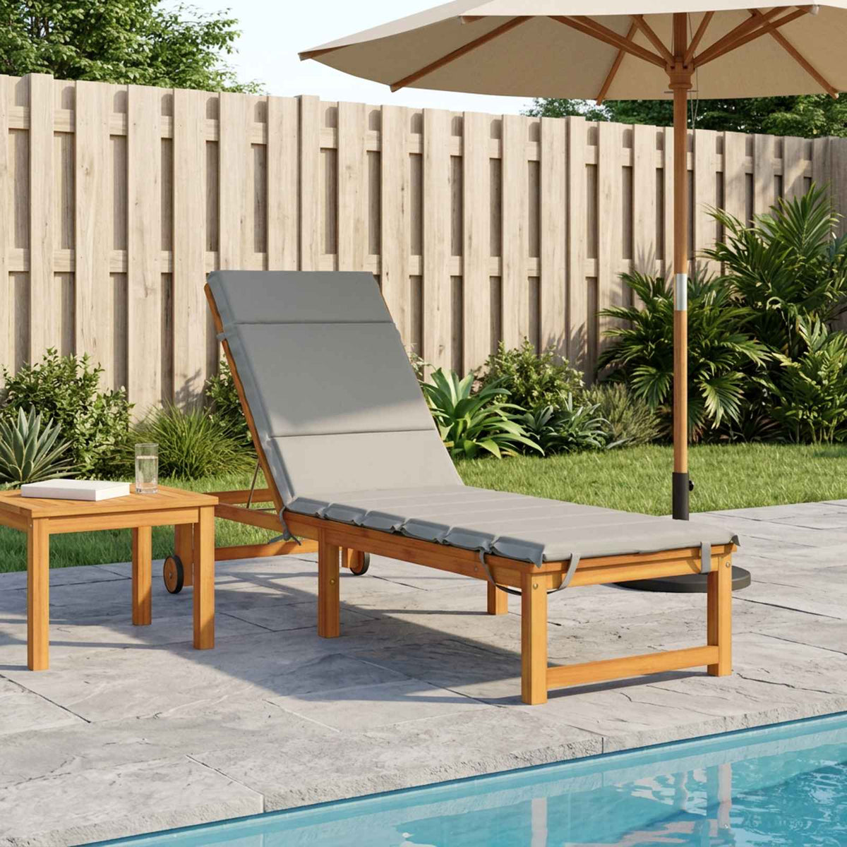 Sunlounger Cushion GEMERT 100% Polyester Grey 200 x 60 x 3 cm