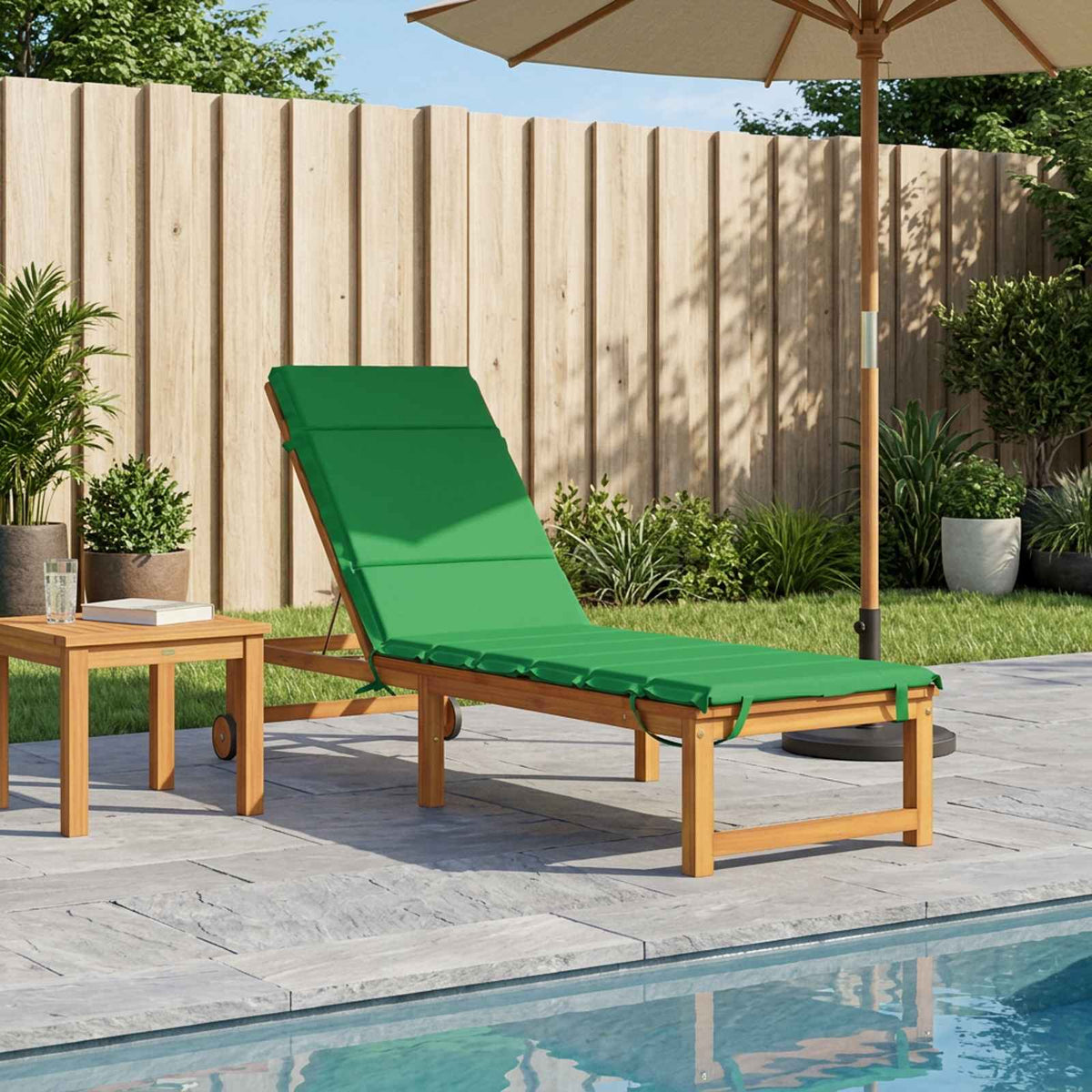 Sunlounger Cushion GEMERT 100% Polyester Green 200 x 55 x 3 cm