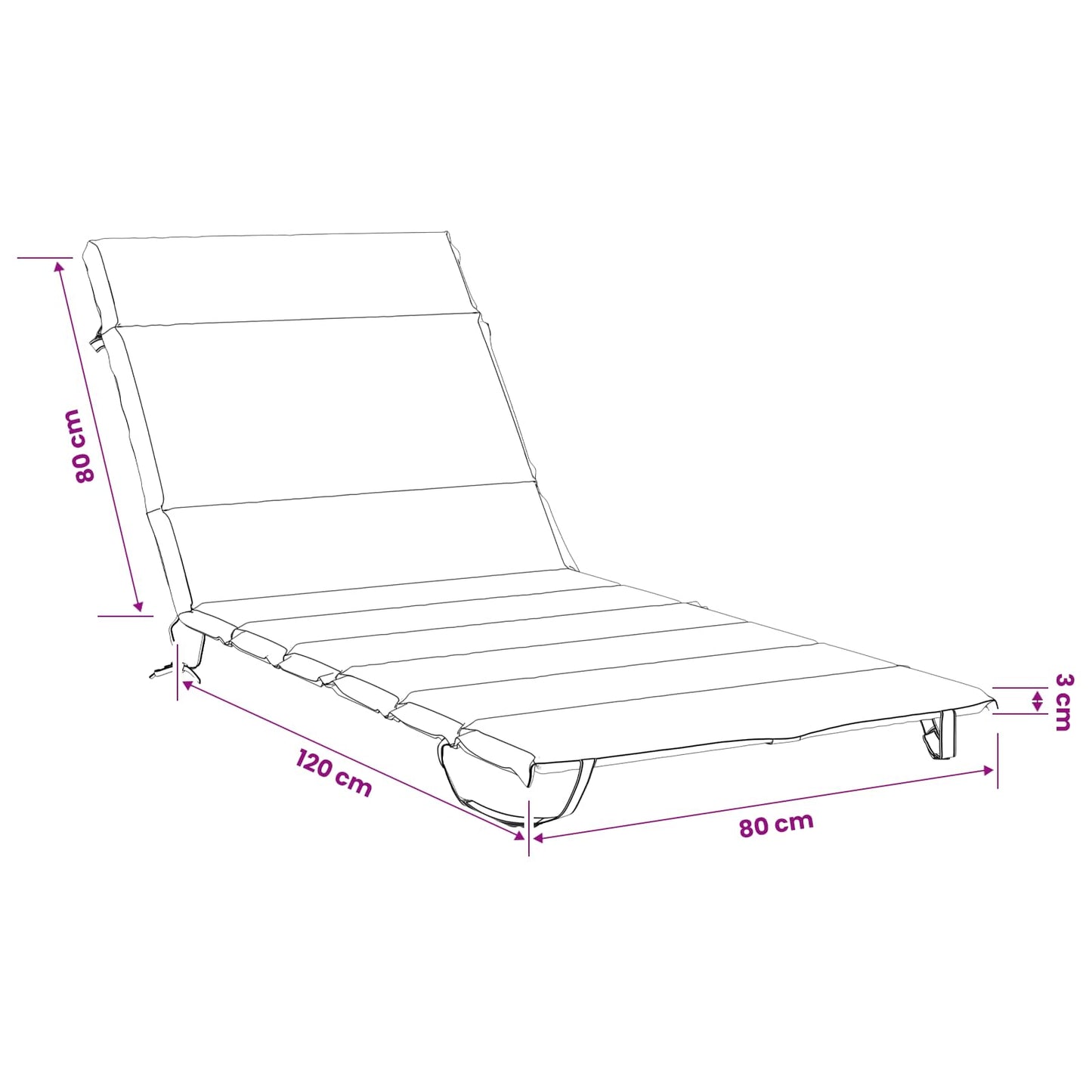 Sunlounger Cushion GEMERT 100% Polyester Taupe 200 x 80 x 3 cm