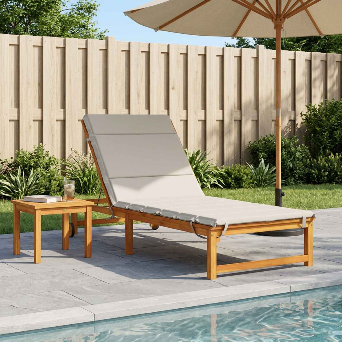 Sunlounger Cushion GEMERT 100% Polyester White 200 x 80 x 3 cm