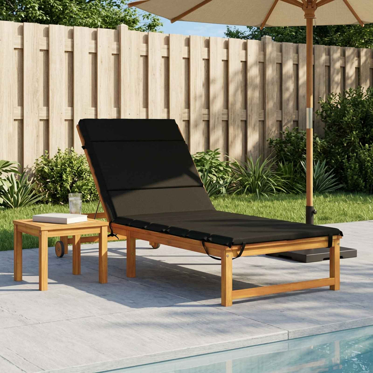 Sunlounger Cushion GEMERT 100% Polyester Black 200 x 70 x 3 cm