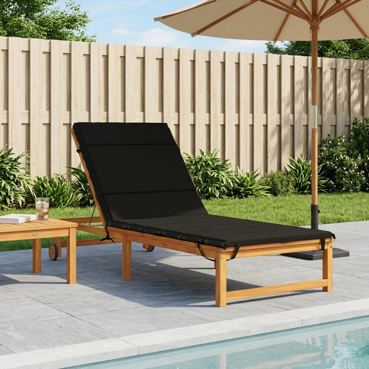 Sunlounger Cushion GEMERT 100% Polyester Black 200 x 70 x 3 cm
