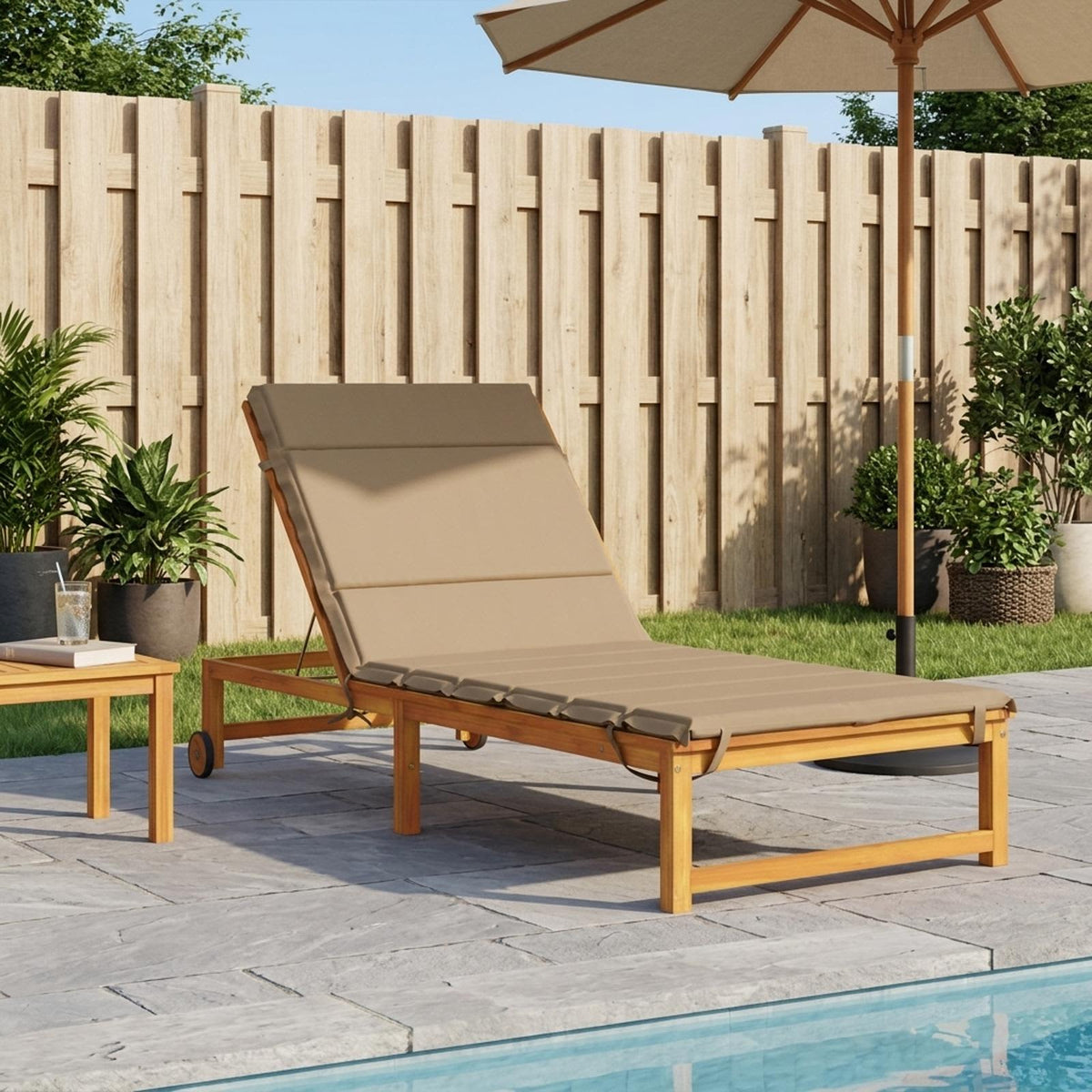Sunlounger Cushion GEMERT 100% Polyester Taupe 200 x 90 x 3 cm