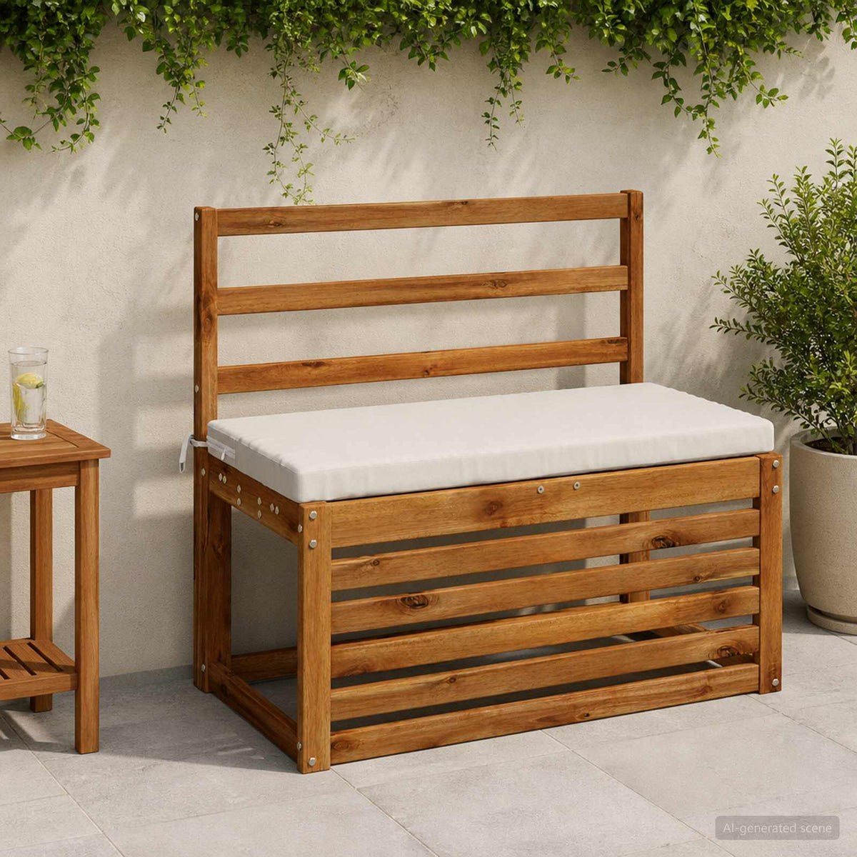 Bench Cushion SOEST 100% Polyester White 80 x 40 x 5 cm