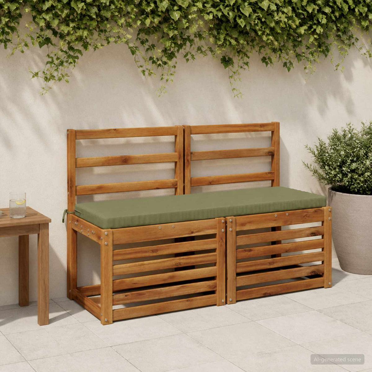 2-Piece Bench Cushions SOEST 2 pcs 100% Polyester Olive Green
